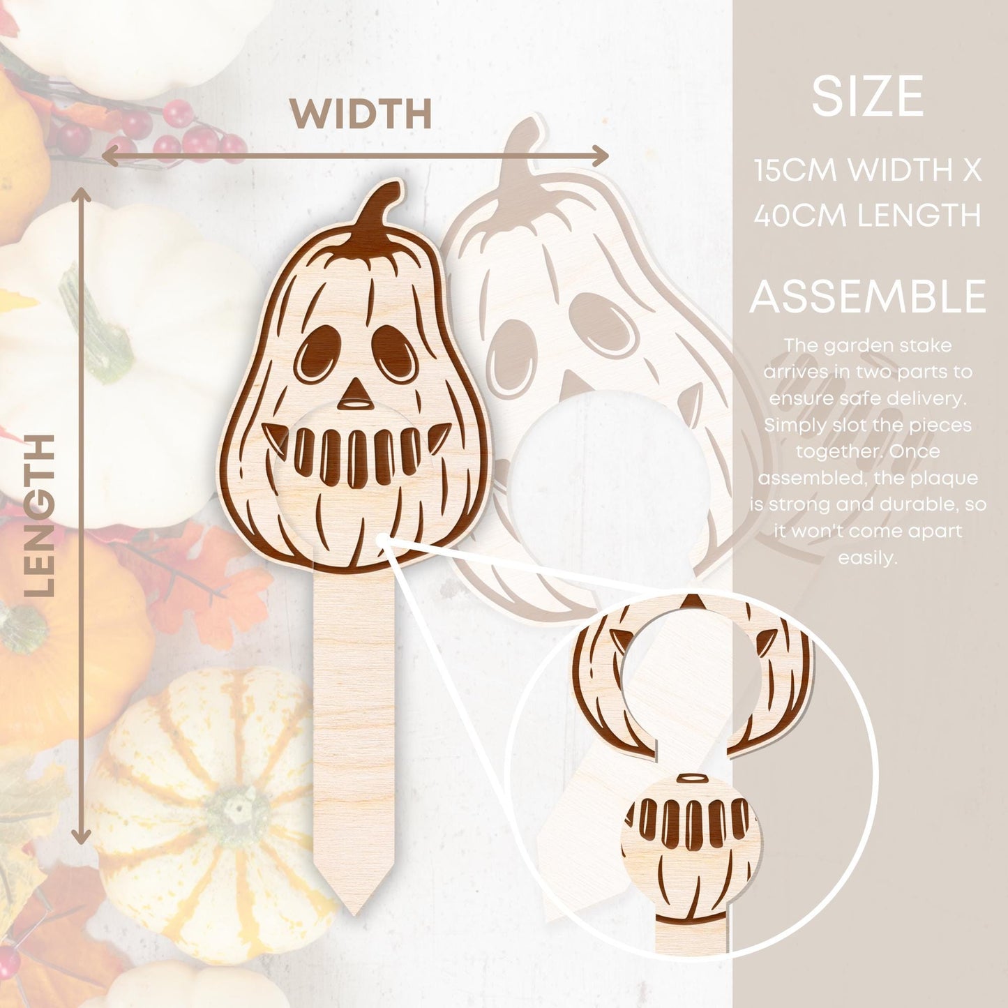 Spooky Pumpkin Wooden Halloween Plaque: Garden Sign, Halloween Outdoor Decoration, Wooden Garden Decor, Halloween Party Decorations