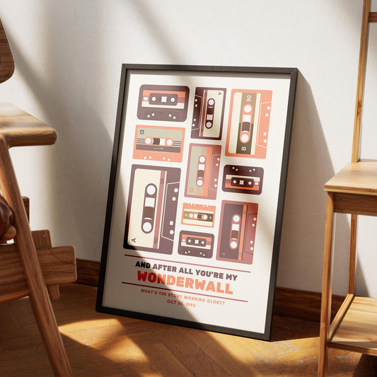 Wonderwall - 03 Music Poster: Oasis Print, Song-Inspired Print, Iconic Quote Wall Art, Britpop Home Decor, Music Lover, Typography Poster