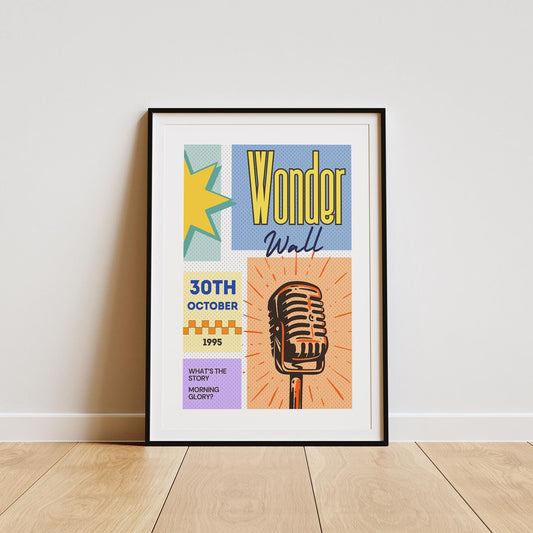 Wonderwall - 07 Music Poster: Oasis Print, Song-Inspired Print, Iconic Quote Wall Art, Britpop Home Decor, Music Lover, Typography Poster