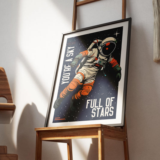 Sky Full of Stars Astronaut Poster - Coldplay Inspired Wall Art, Space Exploration Print, Quote Poster, Home Decor, Lyric Print, Music Lover