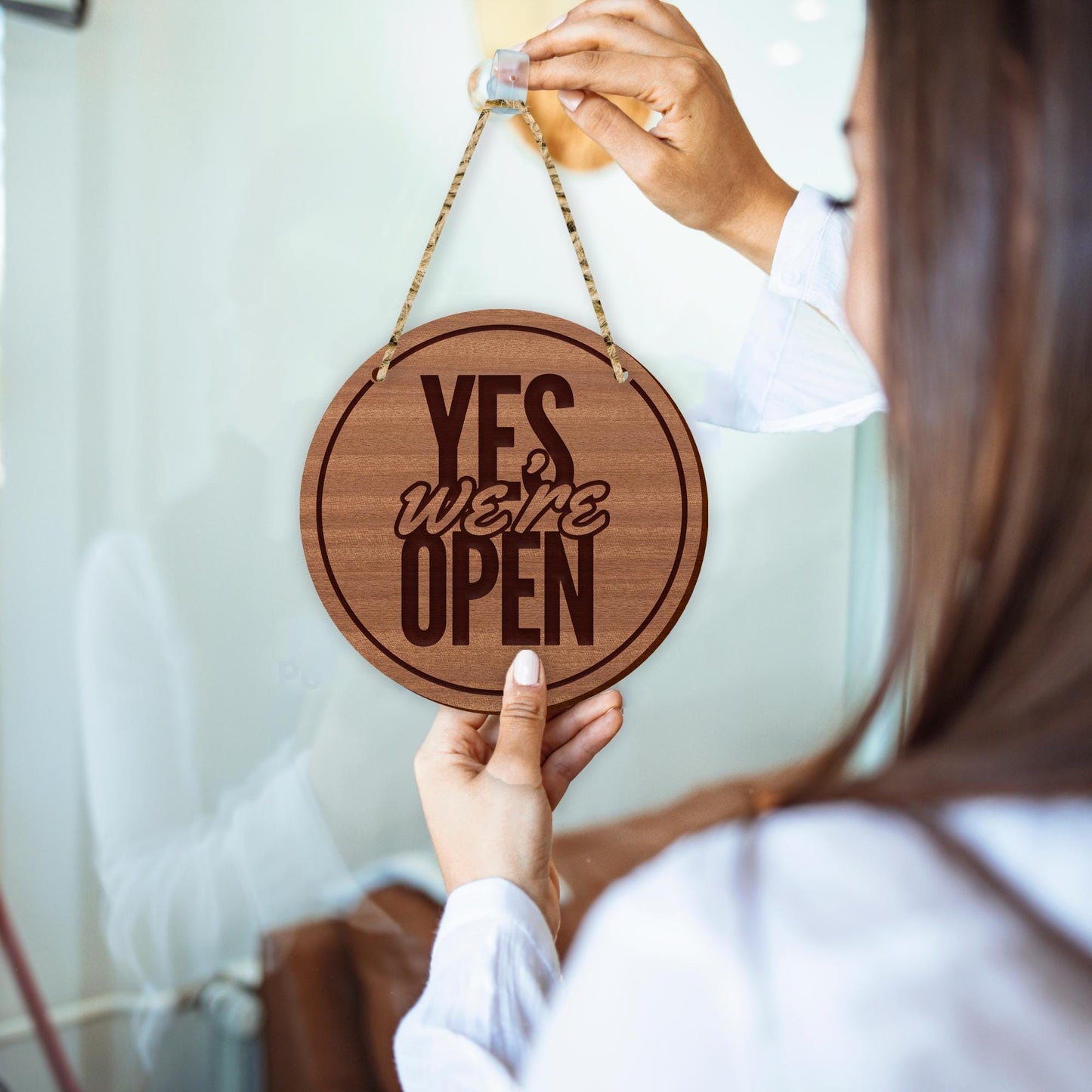 Double Sided Wooden Open And Close Shop Sign, Round, Shop Window Sign, Shop Decor, Open And Close, Wooden Signs, Wood Plaque, Unique Plaque