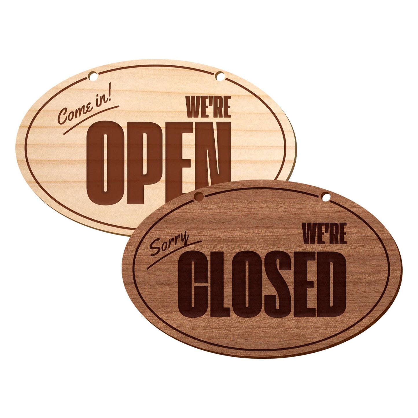 Double Sided Wooden Open And Close Shop Sign, Oval, Shop Window Sign, Shop Decor, Open And Close, Wooden Signs, Wood Plaque, Unique Plaque