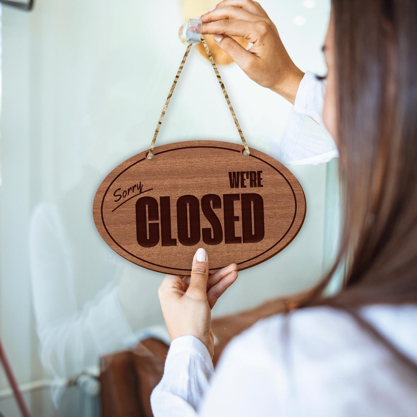 Double Sided Wooden Open And Close Shop Sign, Oval, Shop Window Sign, Shop Decor, Open And Close, Wooden Signs, Wood Plaque, Unique Plaque