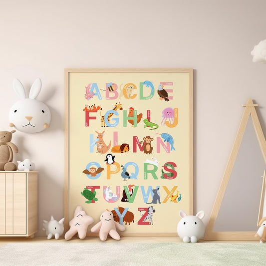 Animal Alphabet Poster: Illustrated Animal Print, Kids Poster, Kids Room Decor, Nursery Poster, Alphabet Poster, Learning Print, Cute Prints