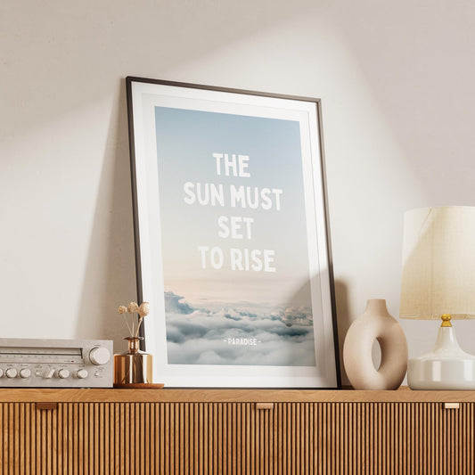 The Sun Must Set To Rise Poster 02 - Coldplay Inspired Wall Art, Graphic Design Art, Quote Poster, Home Decor, Lyric Print, Clouds Wall Art
