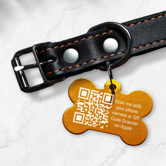 Custom Metal Dog/Cat ID Tags  Personalise with QR Code for Extra Security - Premium Engraved Metal Bone Tag - New Dog Puppy Essentials