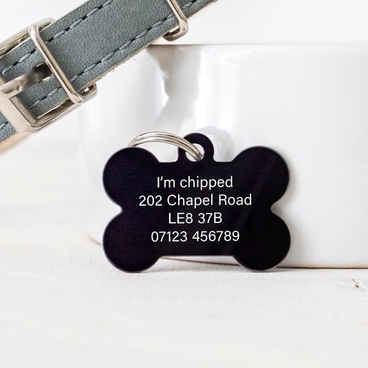 Personalised Metal Dog / Cat ID Tag for Collar - Engraved - 8 Colours - Split Ring included - Double Sided Option