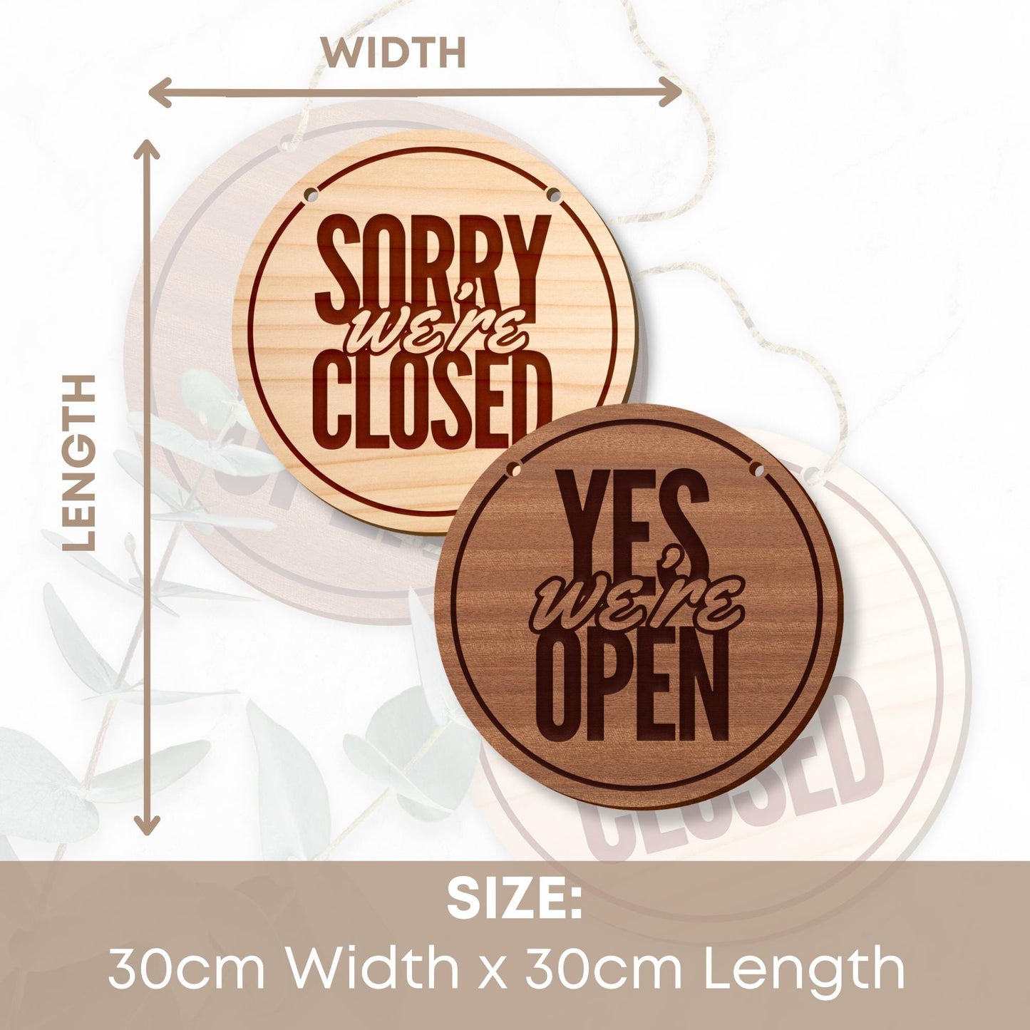 Double Sided Wooden Open And Close Shop Sign, Round, Shop Window Sign, Shop Decor, Open And Close, Wooden Signs, Wood Plaque, Unique Plaque