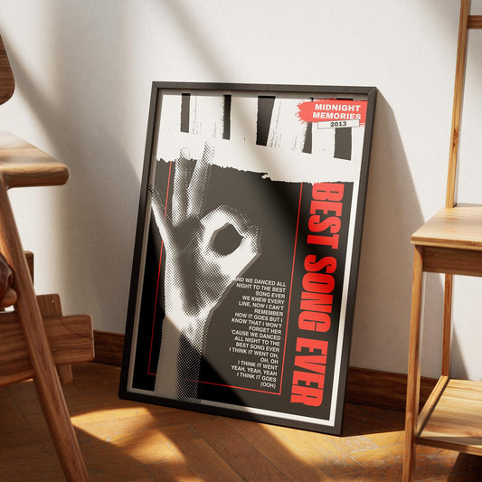 Best Song Ever - 02 Poster: One Direction Lyric Art Print, Perfect Gift for Music Lovers, Teen Room Decor, Music Home Decor, UK Boy Band