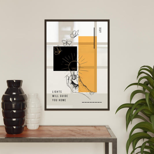 Lights Will Guide You Home Poster - Coldplay Inspired Wall Art, Butterfly Light Print, Quote Poster, Home Decor, Lyric Print, Music Lover