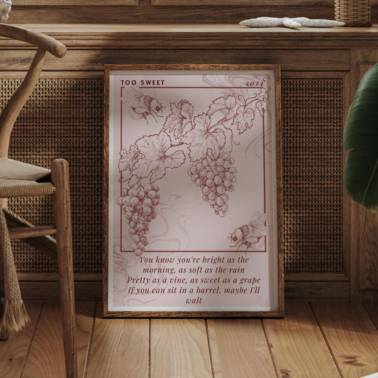 Too Sweet - 03 Poster: Hozier Lyric-Inspired Wall Decor, Music Lover Wall Art, Home Decor Posters, Gallery Wall Art, Indie Rock Prints