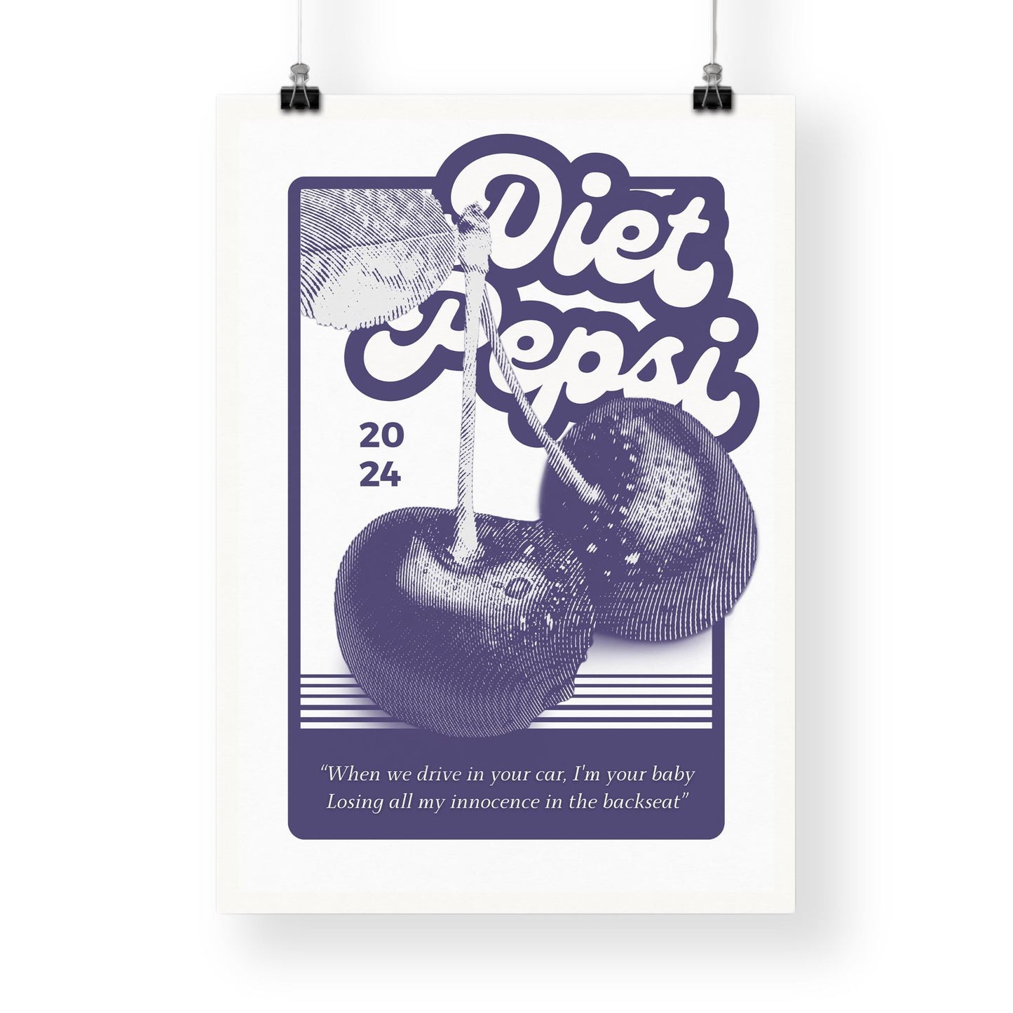 Innocence In The Backseat - Cherry Poster | Addison Rae Inspired Print | Trendy Home Decor, Wall Art, Pop Culture, Gift For Music Lover