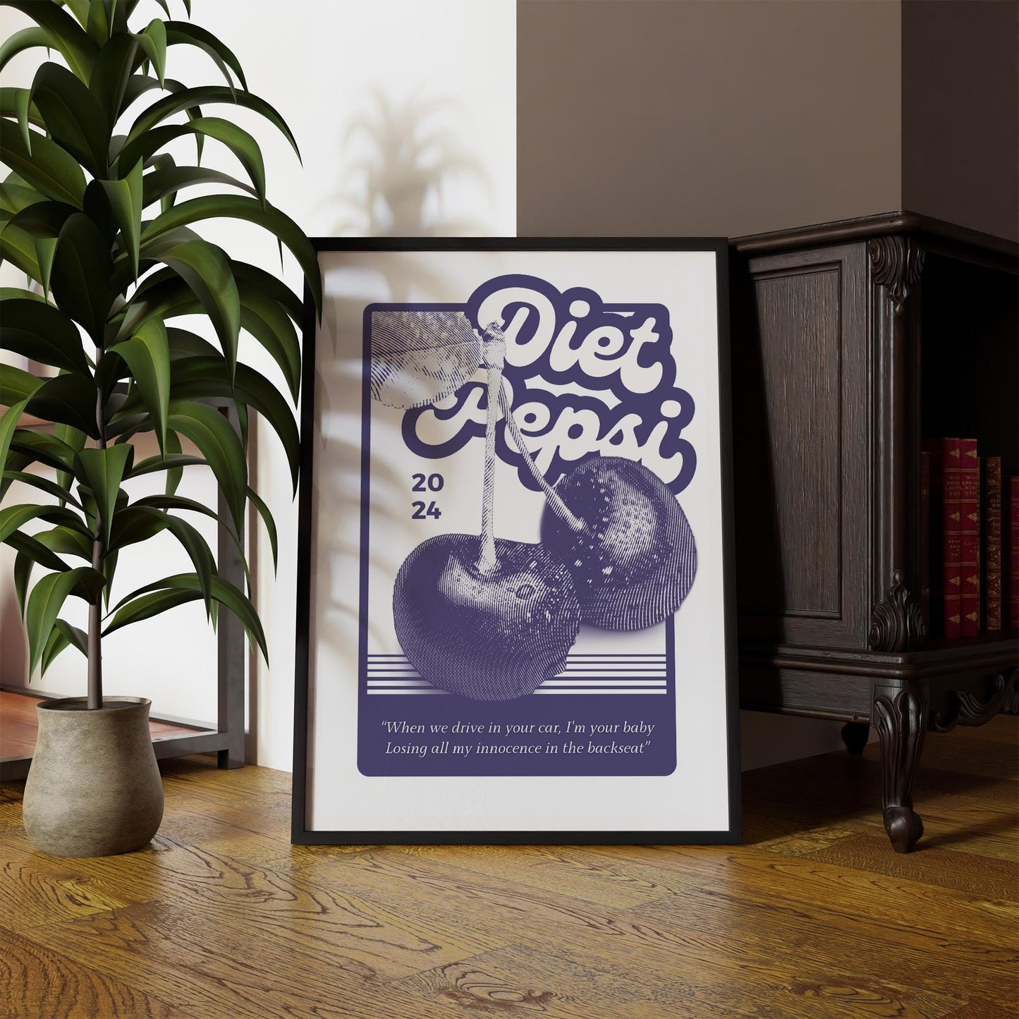 Innocence In The Backseat - Cherry Poster | Addison Rae Inspired Print | Trendy Home Decor, Wall Art, Pop Culture, Gift For Music Lover