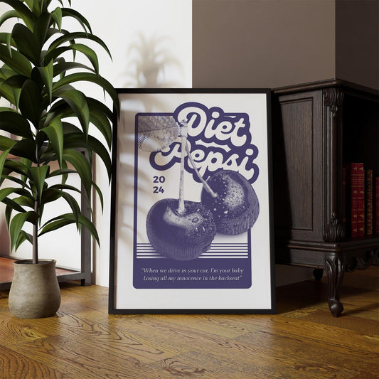 Innocence In The Backseat - Cherry Poster | Addison Rae Inspired Print | Trendy Home Decor, Wall Art, Pop Culture, Gift For Music Lover