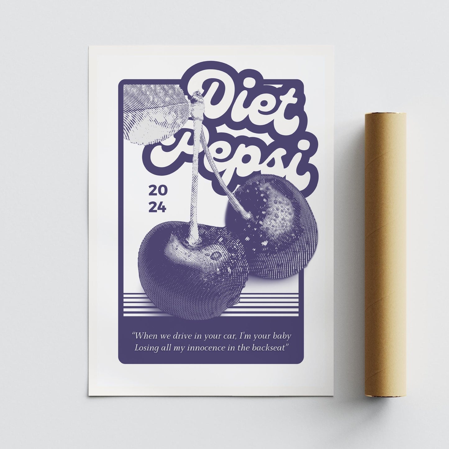 Innocence In The Backseat - Cherry Poster | Addison Rae Inspired Print | Trendy Home Decor, Wall Art, Pop Culture, Gift For Music Lover