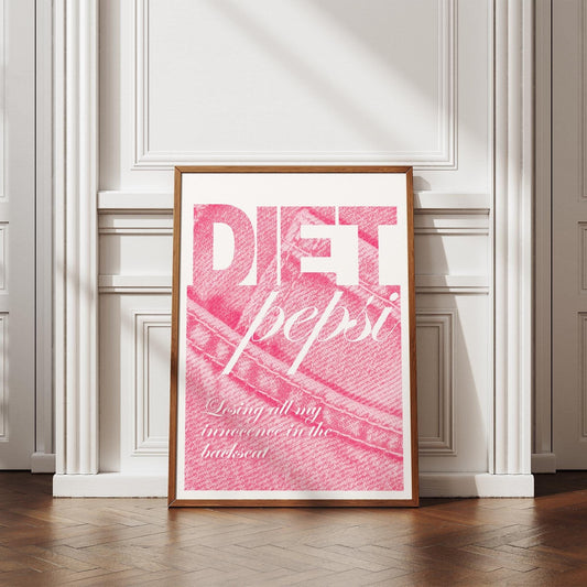 Innocence In The Backseat - Pink Denim Poster | Addison Rae Inspired Print | Trendy Home Decor, Wall Art, Pop Culture Gift For Music Lover