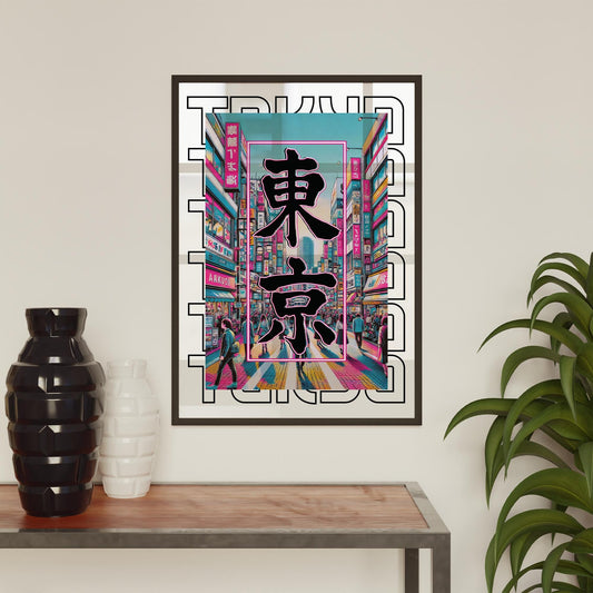Tokyo Neon - City Typography Poster, Vibrant Graphic Design, Bedroom Print, Landmark Prints, Modern Urban Art Print, Busy Tokyo Street Art
