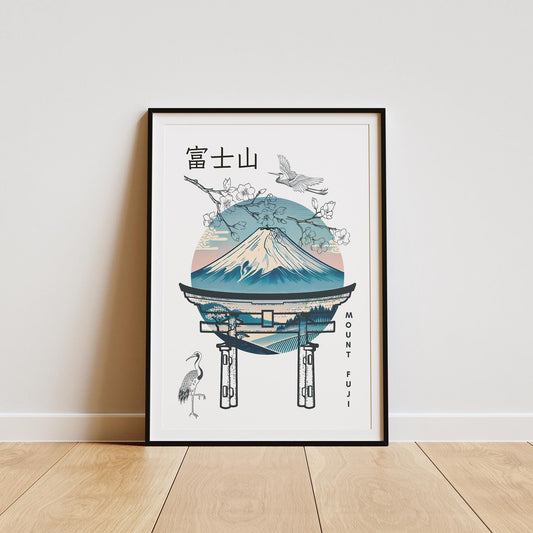 Tokyo Mount Fuji - Design Poster, Minimalist Japanese Decor, Bedroom Print, Landmark Prints, Elegant Japanese-Inspired Mount Fuji Poster