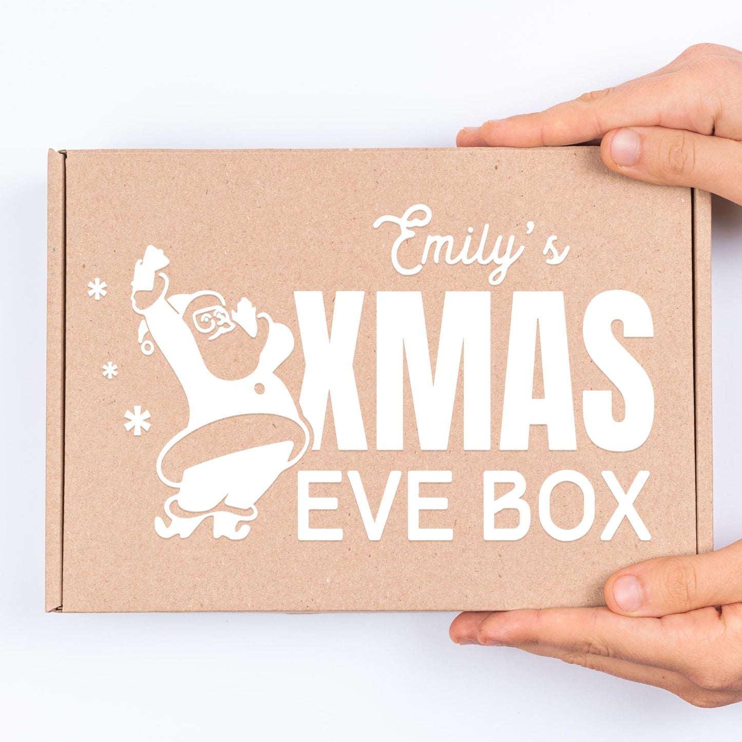 Xmas Eve Box - Fun Santa: Personalised Christmas Eve Box Sticker, Custom Name Gift Box Decal, Christmas Eve Gift Idea, Gift Box Label