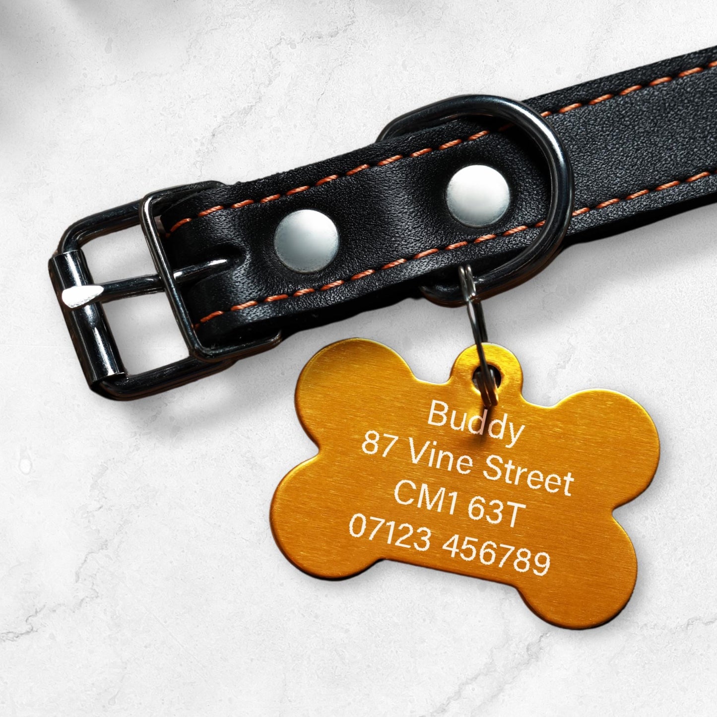 Personalised Metal Dog / Cat ID Tag for Collar - Engraved - 8 Colours - Split Ring included - Double Sided Option