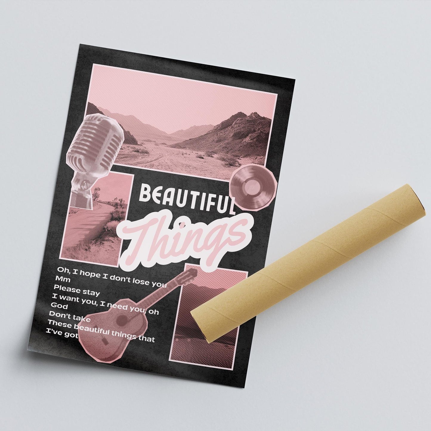 Beautiful Things - 01, Benson Boone Lyrics Poster  Aesthetic Wall Art Print, Music Lovers Decor, Song Lyrics Print Bedroom Wall Art