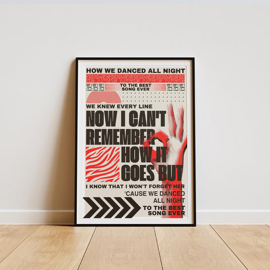 Best Song Ever - 01 Poster: One Direction Lyric Art Print, Perfect Gift for Music Lovers, Teen Room Decor, Music Home Decor, UK Boy Band