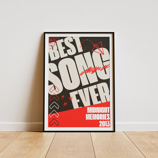Best Song Ever - 03 Poster: One Direction Lyric Art Print, Perfect Gift for Music Lovers, Teen Room Decor, Music Home Decor, UK Boy Band
