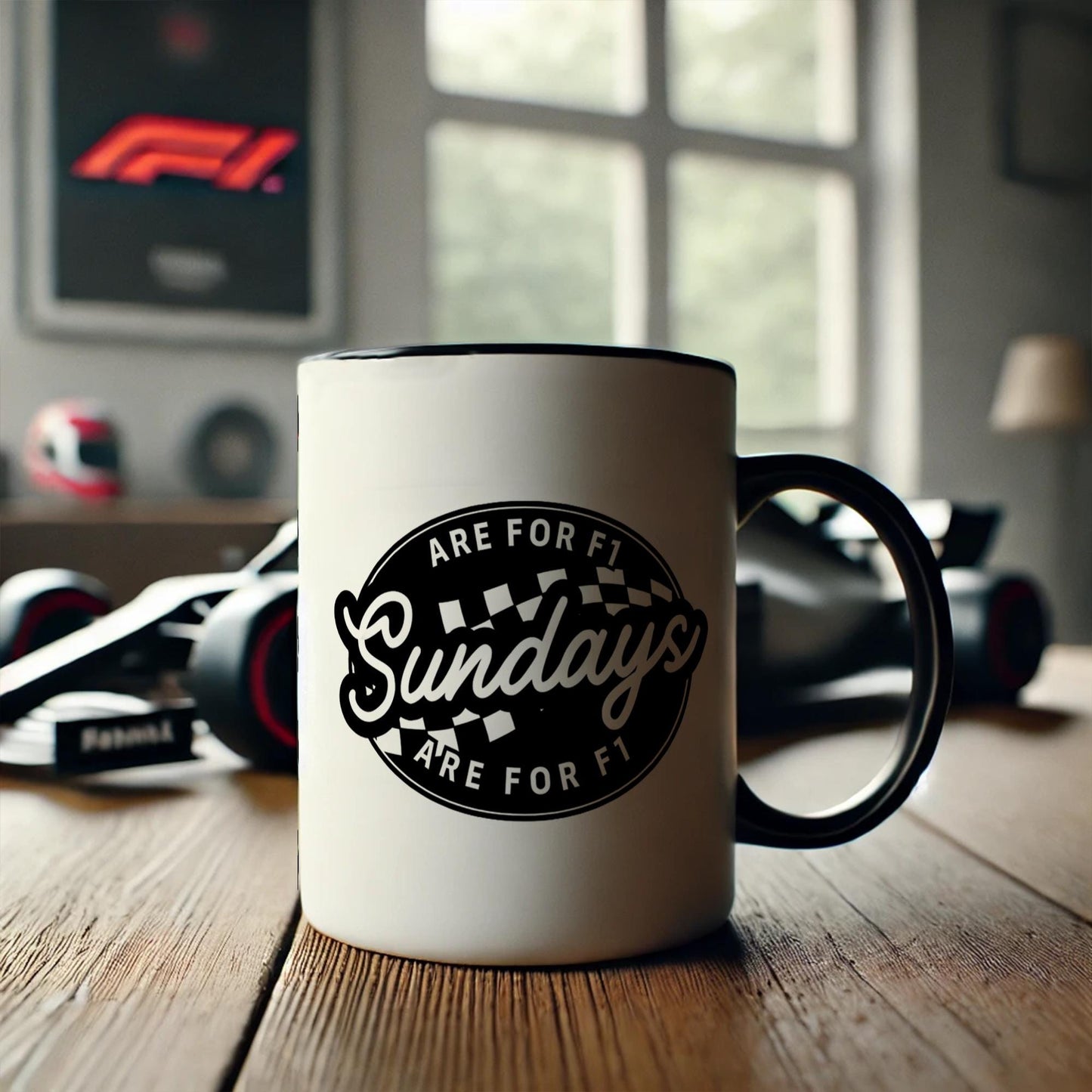 Sundays F1 - Wheels Mug: 'Sundays Are For Formula 1' Gift, Racing Fan Gift, Motorsport Mug, Racing Gift For Him, For Dad, Stocking Filler