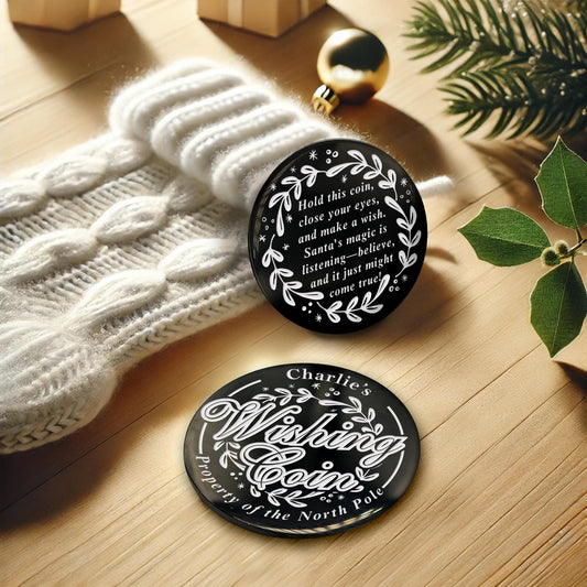 Wishing Coin - Floral: Personalised Wishing Coin, Magical Keepsake from the North Pole, Custom Christmas Token, Stocking Filler, Tradition