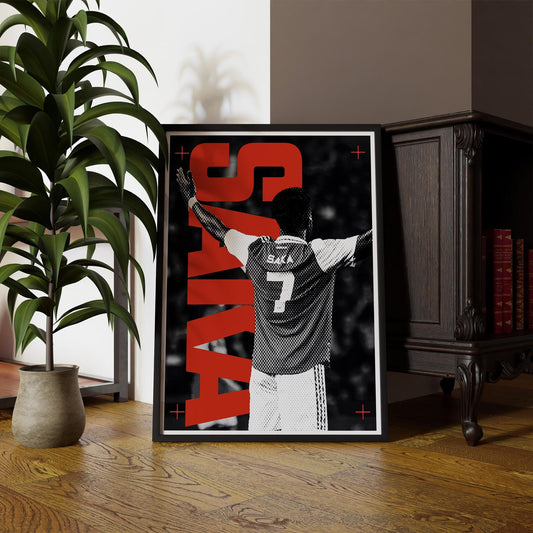 Football Celebration - Saka 03 Poster: Iconic-Football Inspired Wall Art, Sports Print, Gift for Him, Home Decor, Man Cave, Football Gift