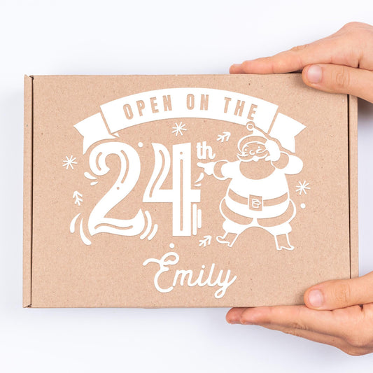 Xmas Eve Box - Open On The 24th: Personalised Christmas Eve Box Sticker, Custom Name Gift Box Decal, Christmas Eve Gift Idea, Gift Box Label