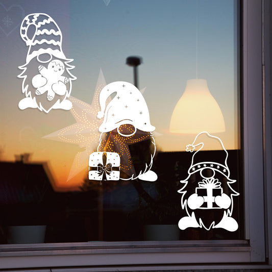 Christmas Gonks - Window or Wall Sticker, Winter/Christmas Themed Sticker, Cosy Xmas Sticker, Festive Shop Display Window Decal, Set Of 3