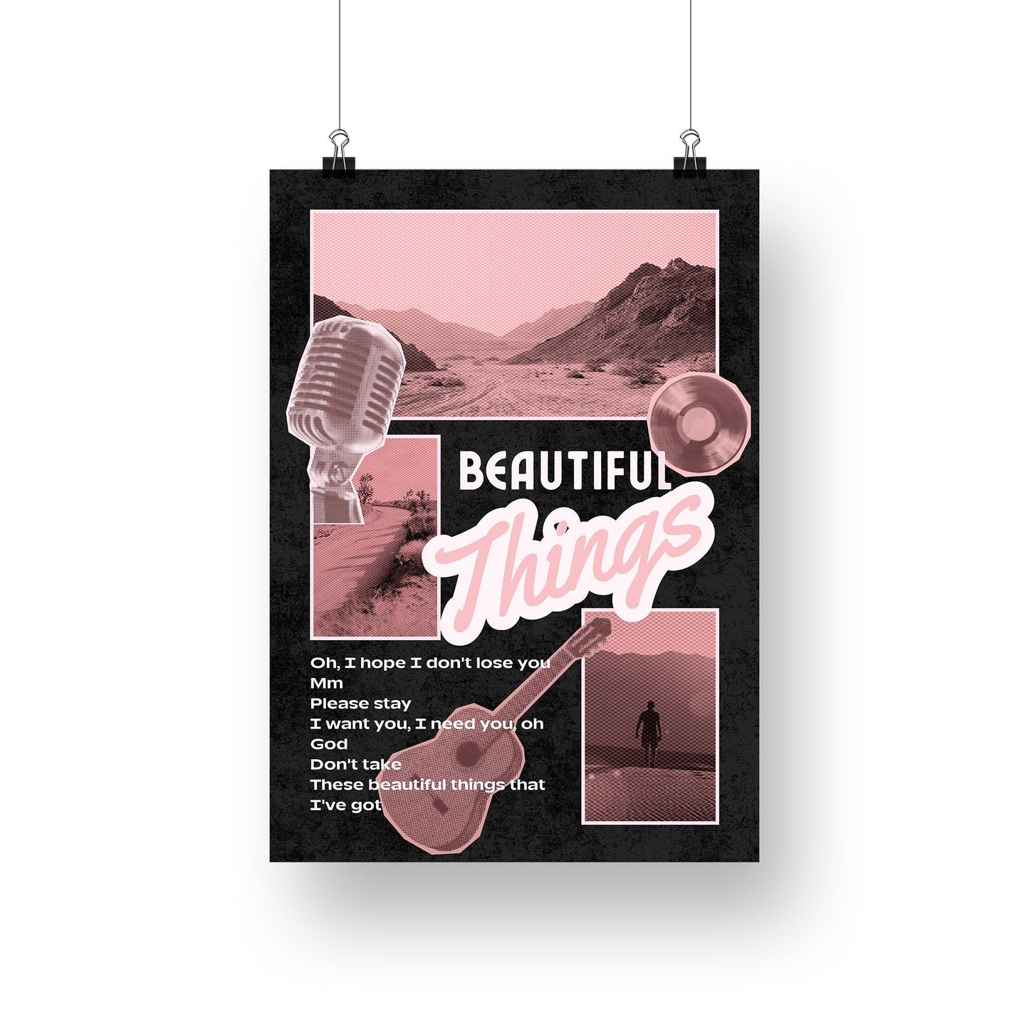 Beautiful Things - 01, Benson Boone Lyrics Poster  Aesthetic Wall Art Print, Music Lovers Decor, Song Lyrics Print Bedroom Wall Art