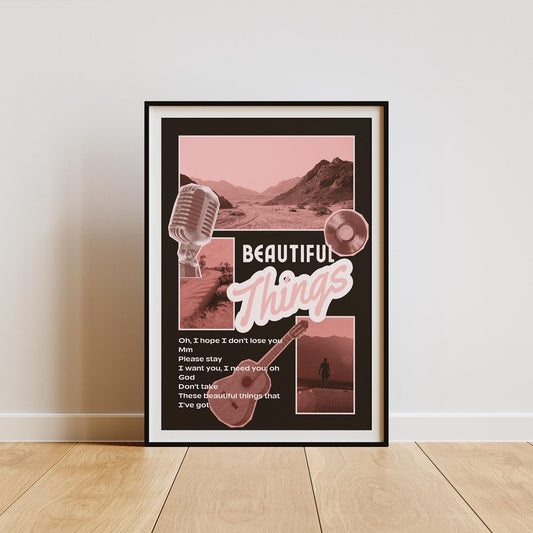 Beautiful Things - 01, Benson Boone Lyrics Poster  Aesthetic Wall Art Print, Music Lovers Decor, Song Lyrics Print Bedroom Wall Art
