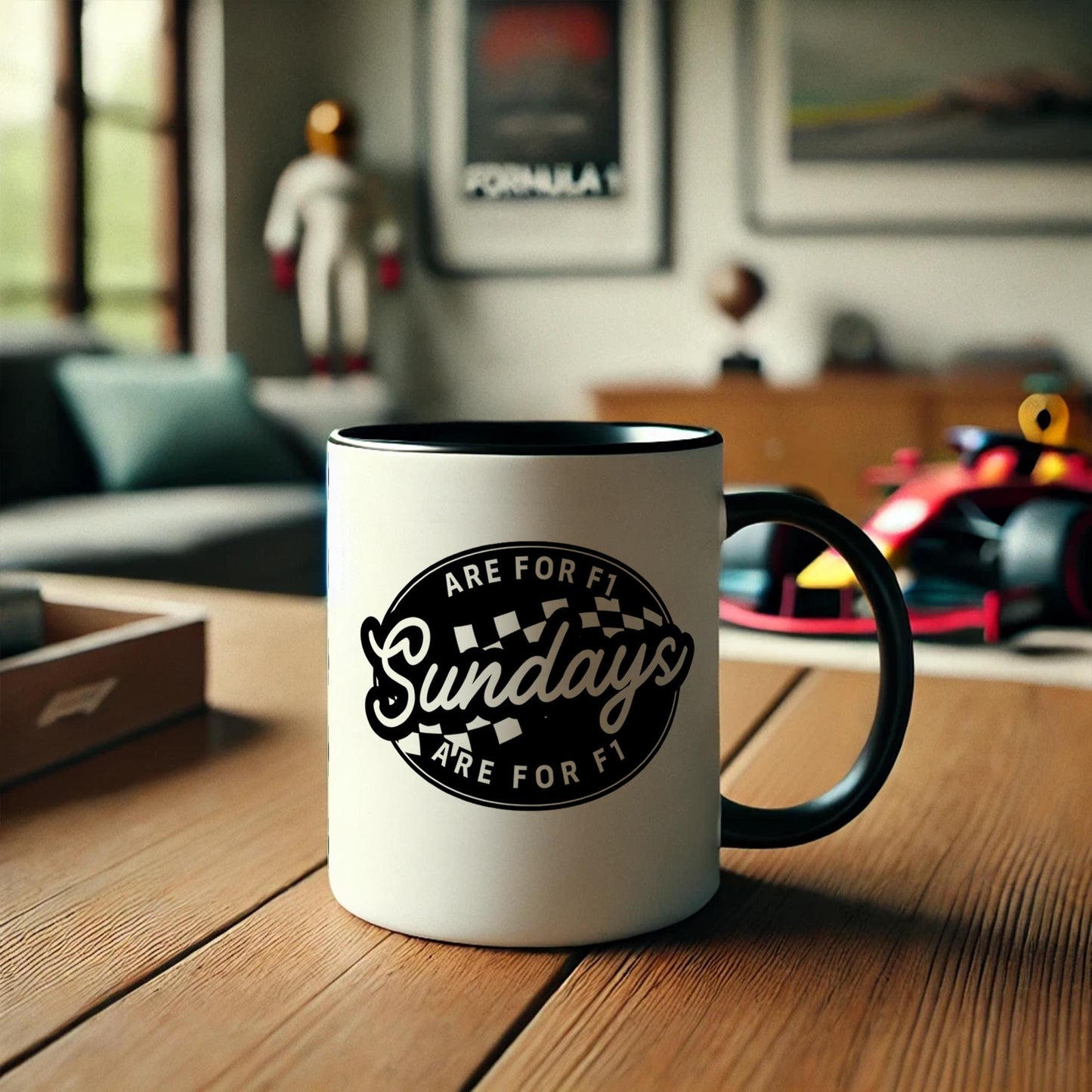Sundays F1 - Wheels Mug: 'Sundays Are For Formula 1' Gift, Racing Fan Gift, Motorsport Mug, Racing Gift For Him, For Dad, Stocking Filler