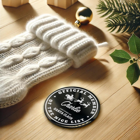 Nice List - Sleigh: Official Nice List Member Coin  Personalised Christmas Gift from Santa, Custom Christmas Token, Stocking Filler