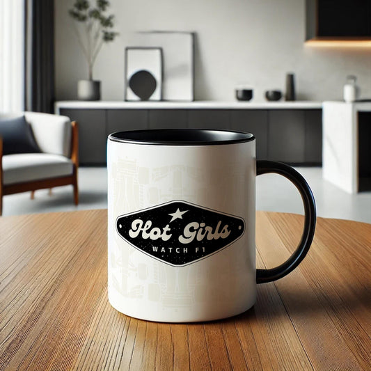 Hot Girls Watch F1 - Plaque Mug: Funny F1-Inspired Mug for Racing Fan, Formula 1 Gift Idea For Her, Small F1 Gift, Car Lover