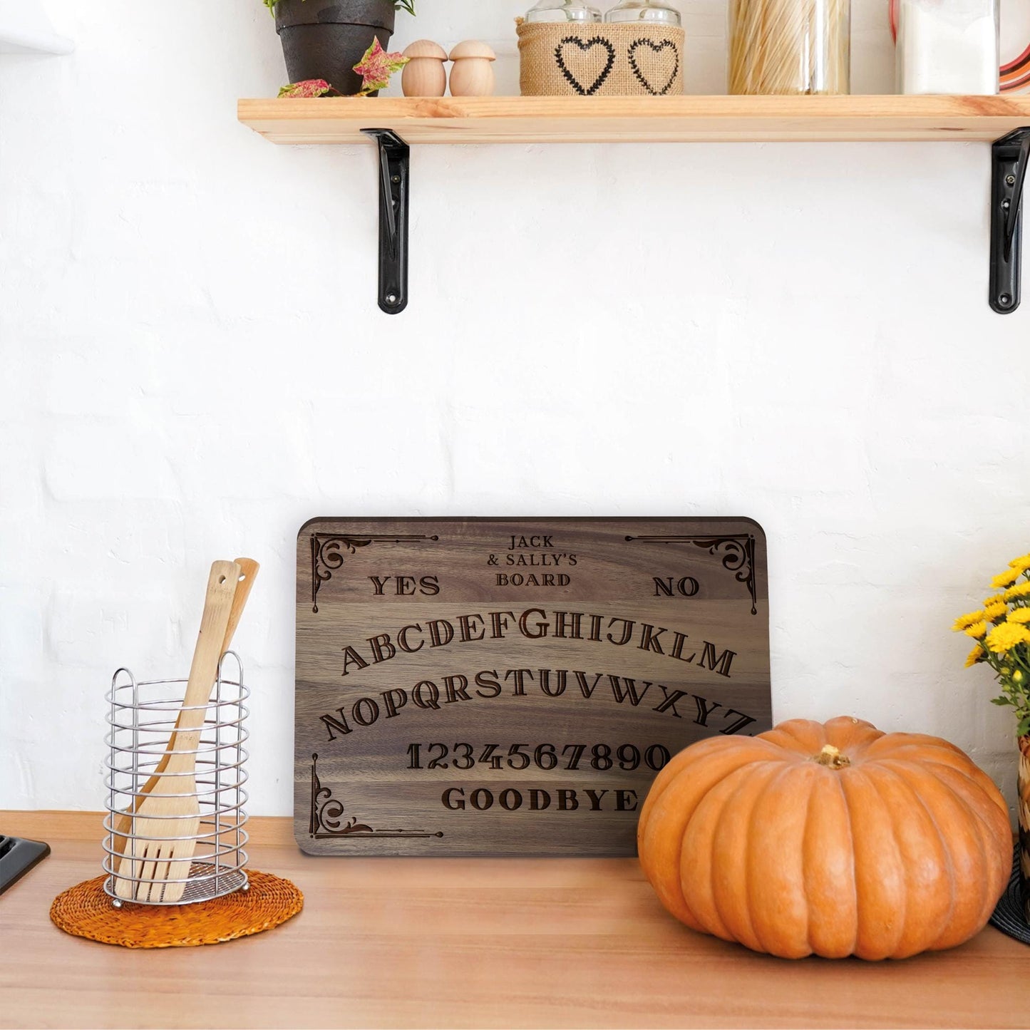 Ouija Chopping Board - Halloween Kitchen Decor, Ouija Serving Board For Halloween Party, Vintage Halloween Decor, Spirit Board Horror Gift