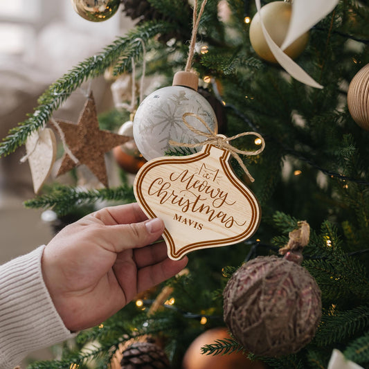 Personalised Meowy Christmas - Vintage Bauble: Custom Xmas Decor, Cat-Themed Ornament Gift, Rustic Wooden Christmas Tree Decor