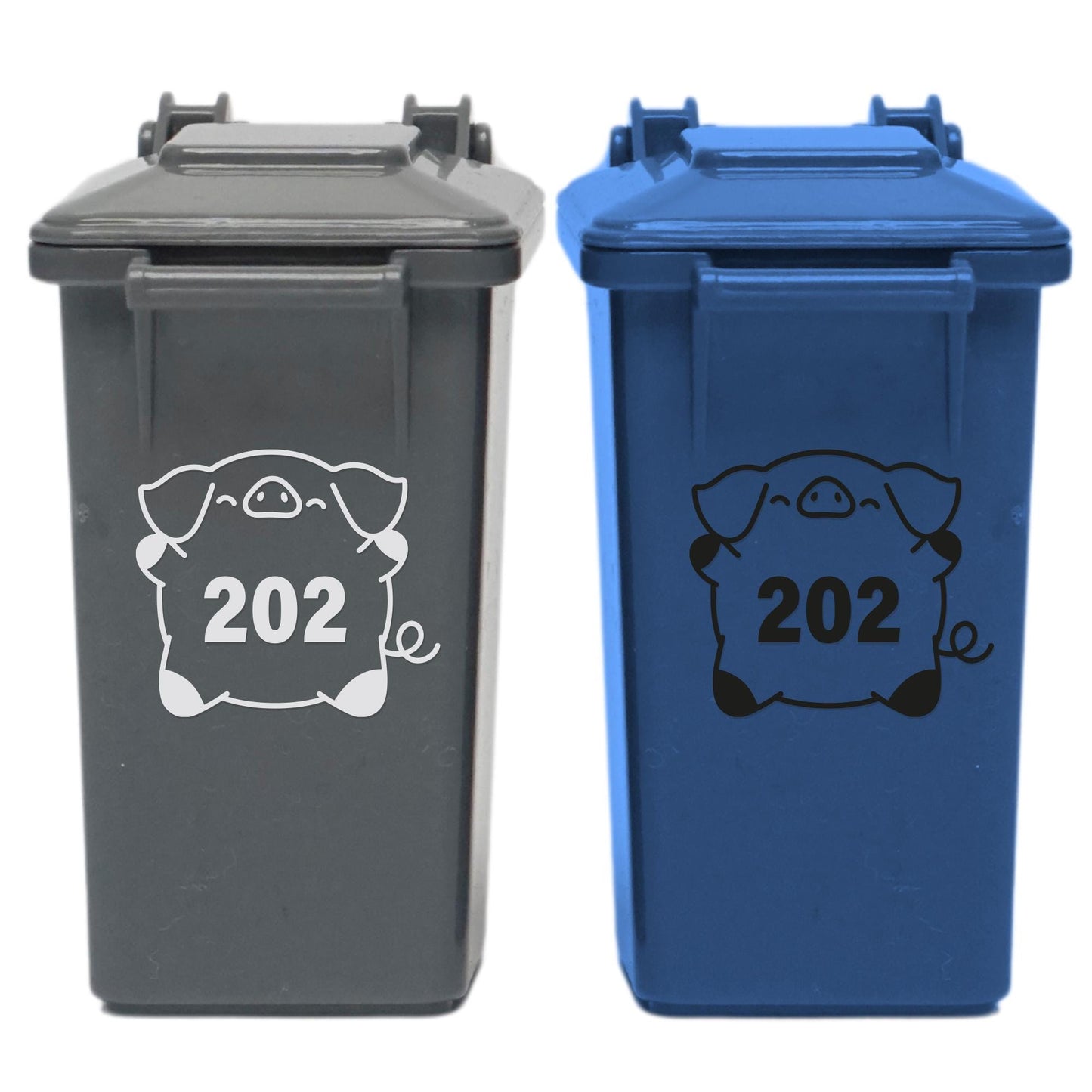 Personalised Round Pig Bin Sticker: Custom Wheelie Bin Decal with House Number - Cute Outdoor Decor, Funny Pig Sticker for Dustbin