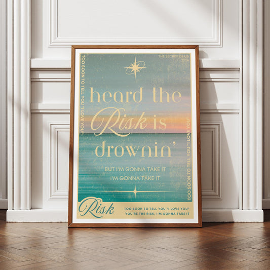 Risk - Sky: Gracie Abrams Lyric Poster, Inspirational Quote Print, Trendy Home Decor, Wall Art, Pop Culture, Gift For Music Lover