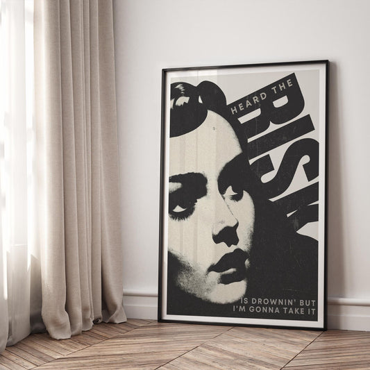 Risk - Retro Woman: Gracie Abrams Lyric Poster, Inspirational Quote Print, Trendy Home Decor, Wall Art, Pop Culture, Gift For Music Lover