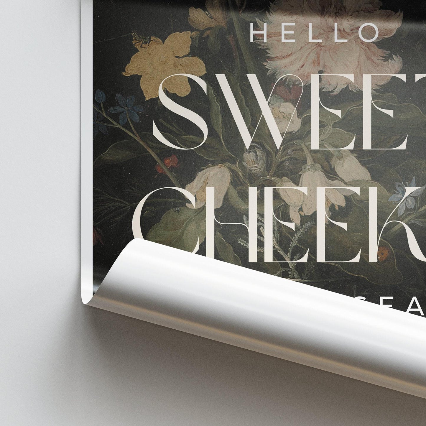 Sweet cheeks - flowers poster: unique bathroom print, toilet poster, bathroom wall art, toilet bathroom poster, cool funny home decor