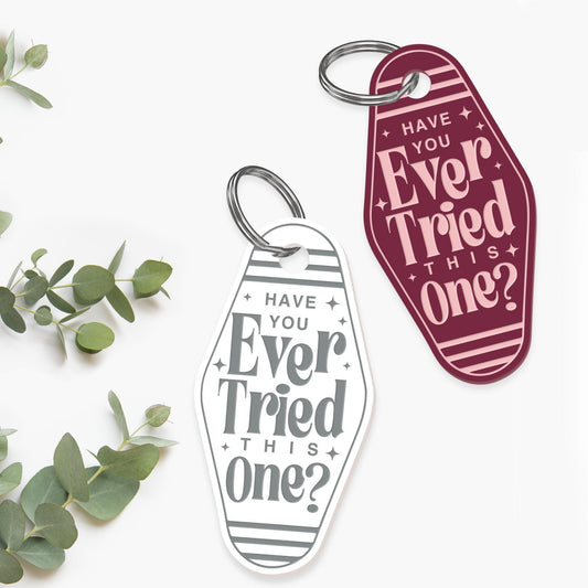 Ever Tried This One - Stars Motel Style Keyring: Retro Acrylic Keychain, Sabrina Carpenter Inspired Gift, Juno Position, Girly Car Accessory