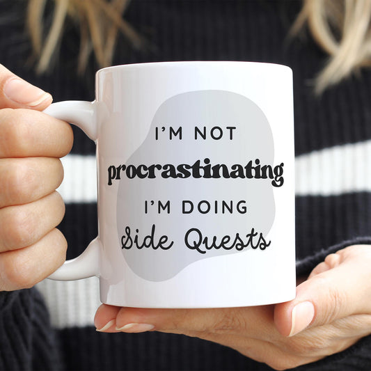 Procrastinating Mug - Splodge: Funny Mug - Side Quests - Gamer Humour Gift, Funny Work Mug, Gift For Gamers, Witty Coffee Cup