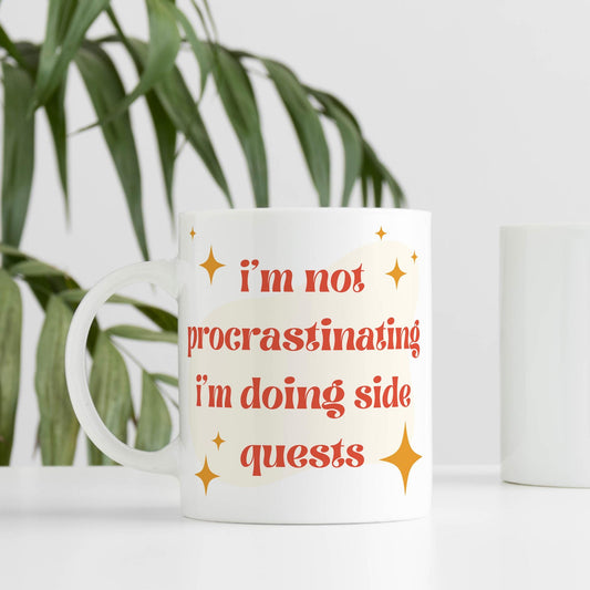 Procrastinating Mug - Stars: Funny Mug - Side Quests - Gamer Humour Gift, Funny Work Mug, Gift For Gamers, Witty Coffee Cup
