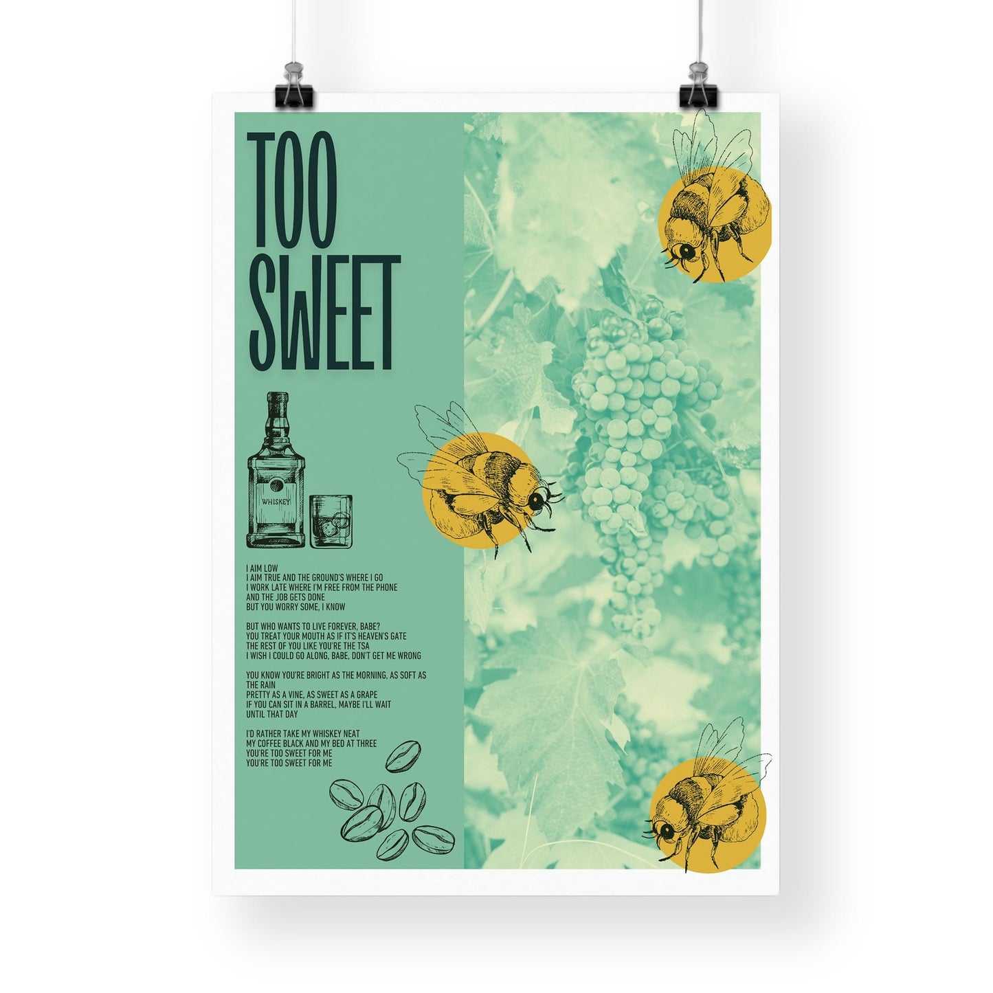 Too Sweet - 02 Poster: Hozier Lyric-Inspired Wall Decor, Music Lover Wall Art, Home Decor Posters, Gallery Wall Art, Indie Rock Prints