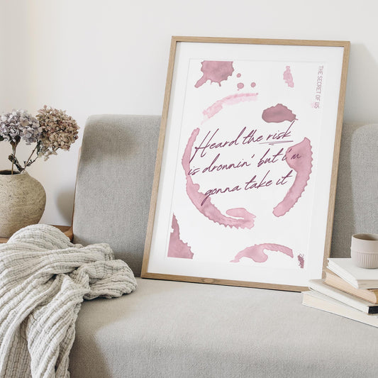 Risk - Red Wine: Gracie Abrams Lyric Poster, Inspirational Quote Print, Trendy Home Decor, Wall Art, Pop Culture, Gift For Music Lover