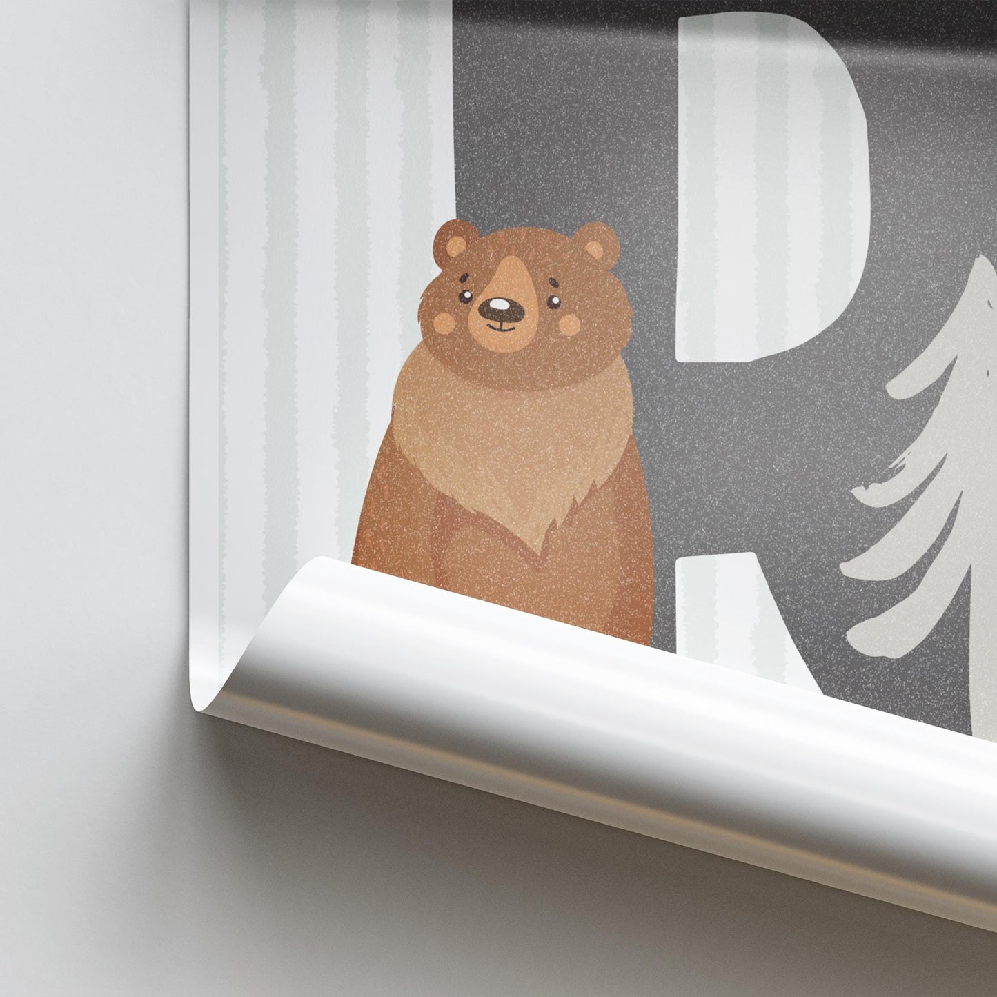 Personalised Bear Letter Poster: Custom Alphabet Wall Art for Kids Bedroom, Nursery & Playroom, Nature-themed Print, Gender Neutral Decor