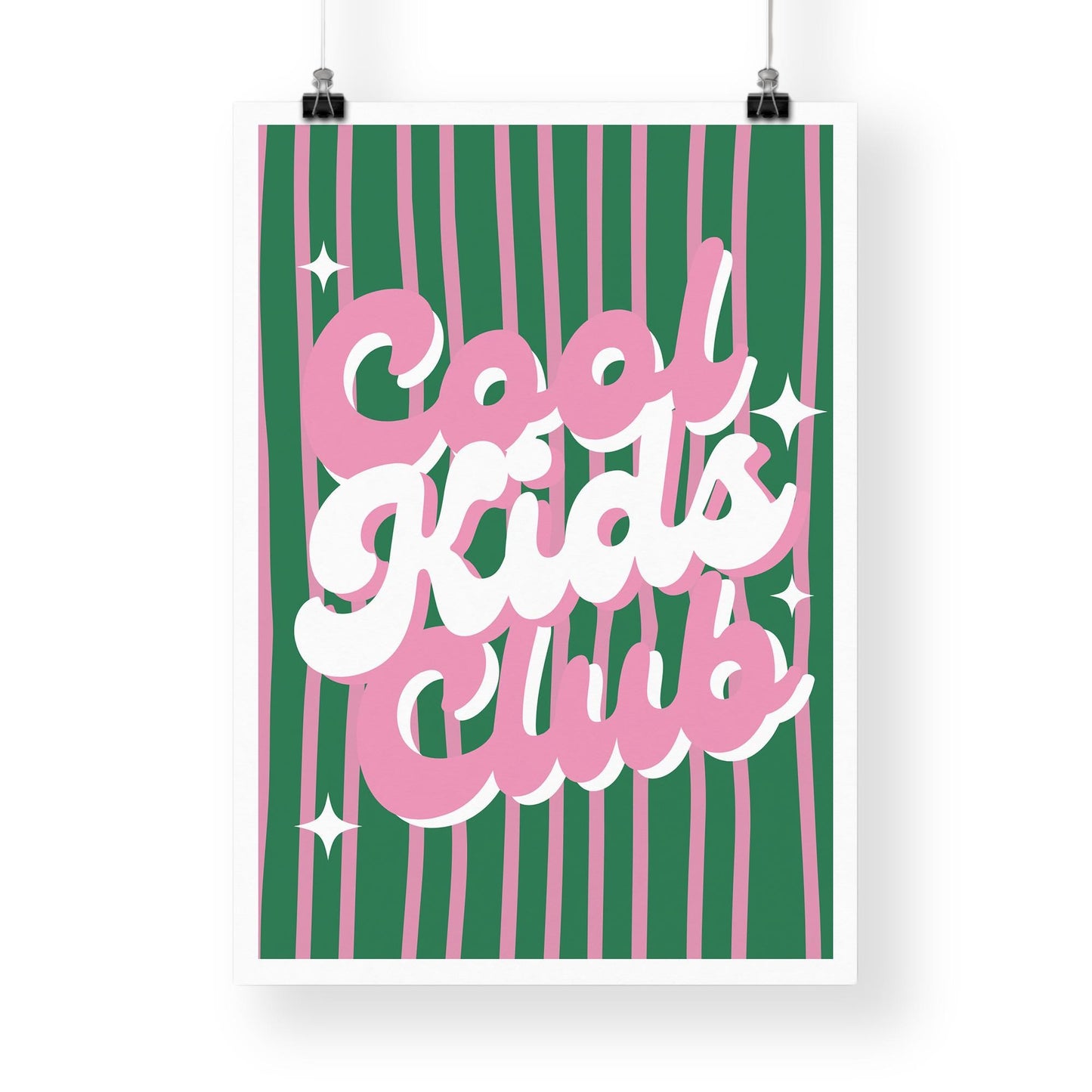 Cool Kids Club - Retro Stripes: Typography Quote Print For Children, Kids Home Decor Fun and Trendy Wall Art for Kids' Bedrooms & Playrooms